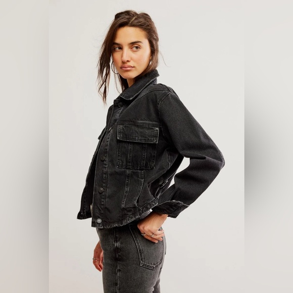 FREE PEOPLE Women’s We The Free Jade Denim Jacket-Black-Size Small & Medium - Picture 5 of 10